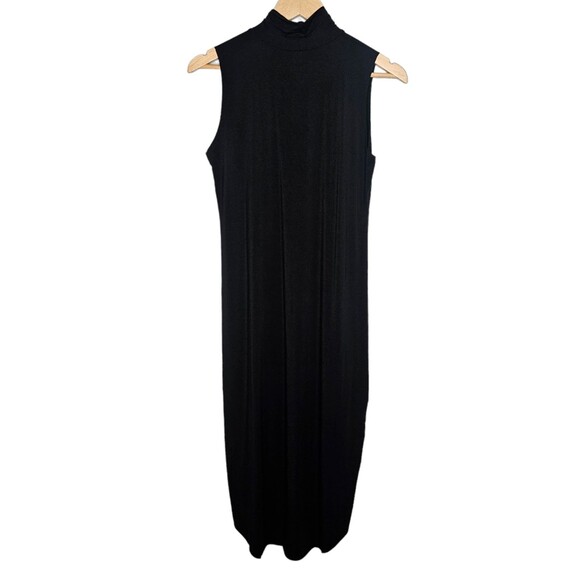 COMMANDO Black Sleeveless Midi Dress Large Mock Neck Micro Modal Spandex Stretch - Picture 3 of 4